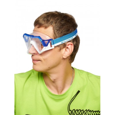 Маска Savimar HORIZON, прозрачный силикон/синяя рамка