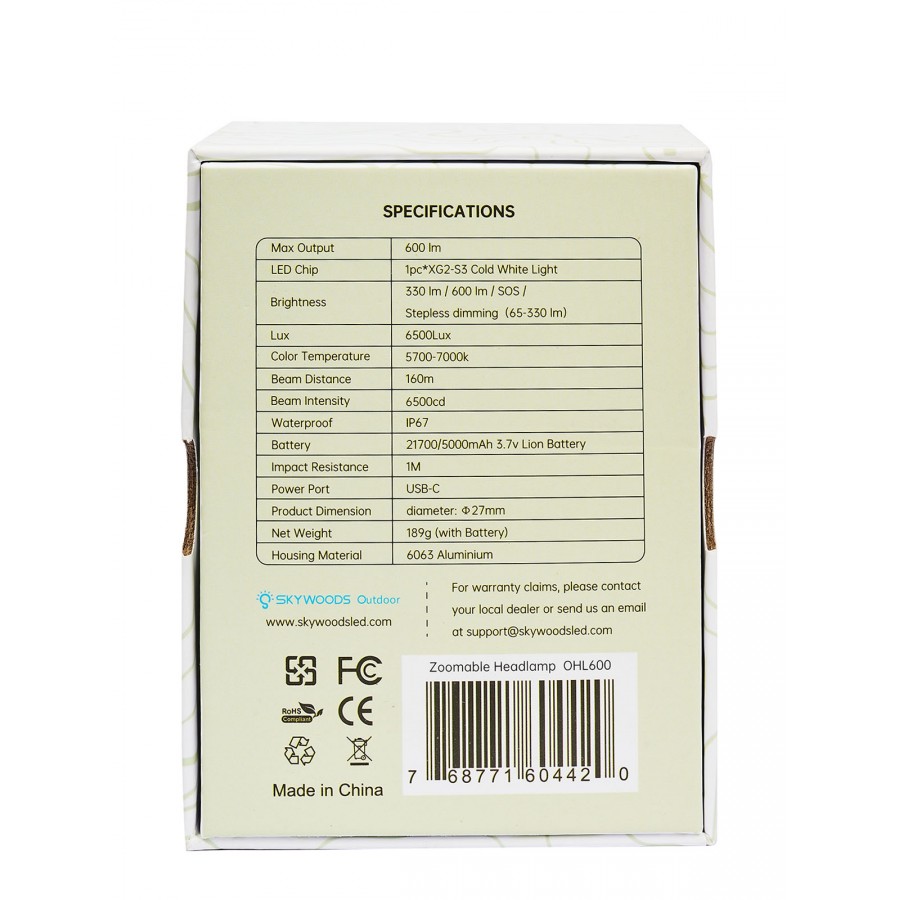 Налобный фонарь SKYWOODS CHIMERA, 600 люмен, до 100 часов на одной зарядке Налобный фонарь SKYWOODS CHIMERA, 600 люмен, до 100 часов на одной зарядке