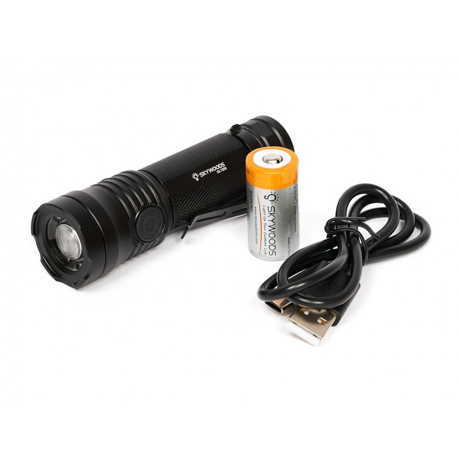 Ручной фонарь SKYWOODS MYSTIC, 1000 люмен, USB-Type C, холодный свет, IP67