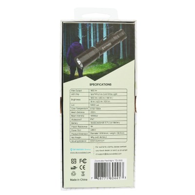 Ручной фонарь SKYWOODS TACTIC, 1800 люмен, USB-Type C, холодный свет, IP67