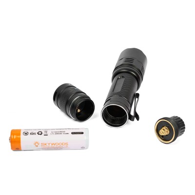 Ручной фонарь SKYWOODS TACTIC, 1800 люмен, USB-Type C, холодный свет, IP67