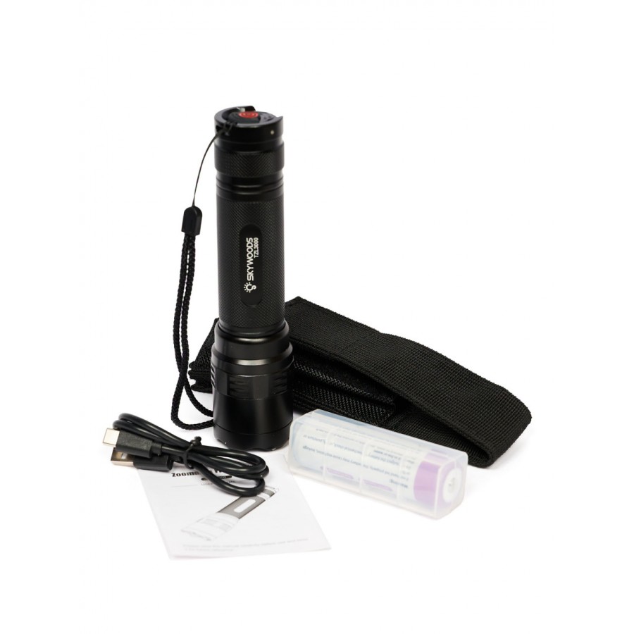 Ручной фонарь SKYWOODS TACTIC, 3000 люмен, USB-Type C, холодный свет, IP67