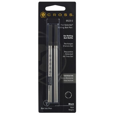 Стержень Cross для ручки-роллера стандартный, средний, черный, 2 шт. / блистер Стержень Cross для ручки-роллера стандартный, средний, черный, 2 шт. / блистер