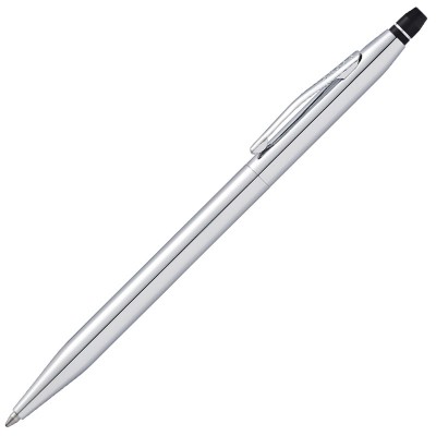 Шариковая ручка Cross Click в блистере, с доп. гелевым стержнем черного цвета. Цвет - серебристый
