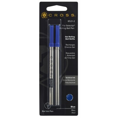 Стержень Cross для ручки-роллера стандартный, средний, синий, 2 шт. / блистер Стержень Cross для ручки-роллера стандартный, средний, синий, 2 шт. / блистер