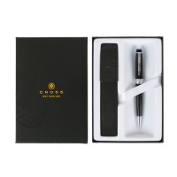 Подарочный набор Cross: шариковая ручка Cross Bailey Black Lacquer с чехлом для ручки