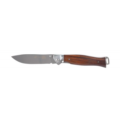 Нож складной Stinger, 105 мм (серебристый), рукоять: сталь/дерево (серебр.-корич.), коробка картон