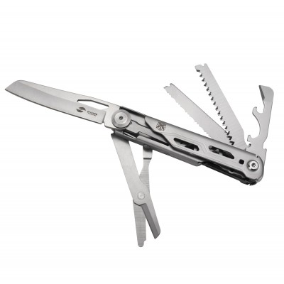 Нож перочинный Stinger, 112 мм, 9 функций, материал рукояти: нержавеющая сталь (серебристый)