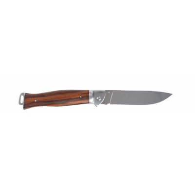 Нож складной Stinger, 105 мм (серебристый), рукоять: сталь/дерево (серебр.-корич.), коробка картон