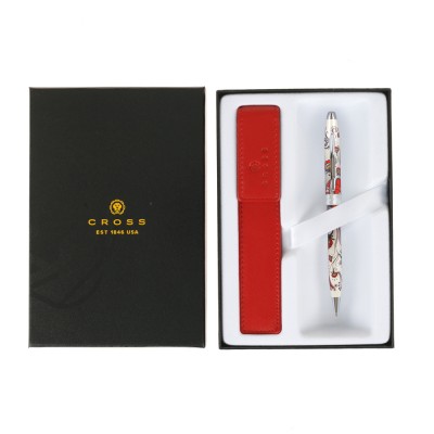 Подарочный набор Cross: шариковая ручка Cross Botanica Red Hummingbird Vine с чехлом для ручки