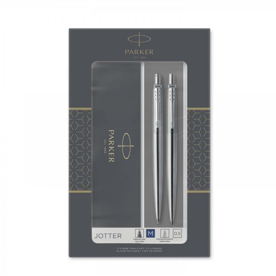 Подарочный набор Parker: Jotter Core Stainless Steel CT - ручка шариковая и карандаш