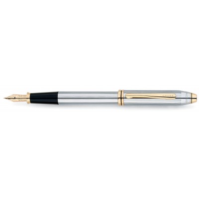 Перьевая ручка Cross Townsend. Цвет - серебристый с золотистой отделкой.