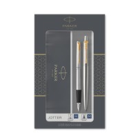 Подарочный набор Parker: Jotter Core Stainless Steel GT - ручки перьевая и шариковая Подарочный набор Parker: Jotter Core Stainless Steel GT - ручки перьевая и шариковая