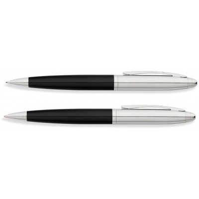 Набор FranklinCovey Lexington: шариковая ручка и карандаш 0.9мм. Цвет - черный + хромовый.