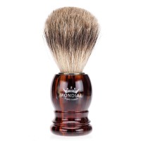 Помазок для бритья Mondial, пластик, ворс барсука, рукоять - цвет черепаха