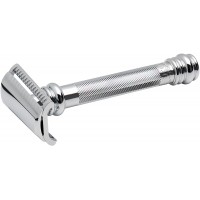 Cтанок Т-образный для бритья MERKUR 39C, глянцевое хромированное покрытие, косой срез, закрытый гребень, длинная ручка, лезвие в комплекте (1 шт)