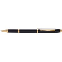 Ручка-роллер Cross Century II Black lacquer, черный лак с позолотой 23К
