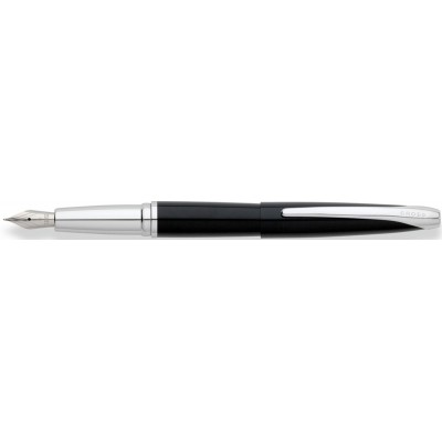 Перьевая ручка Cross ATX. Цвет - глянцевый черный/серебро. Перо - сталь, среднее