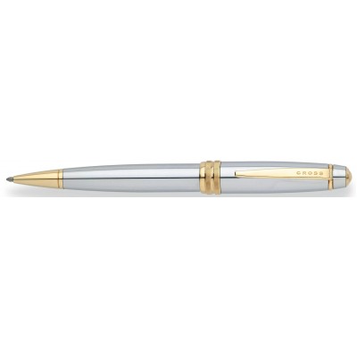 Шариковая ручка Cross Bailey. Цвет - серебристый с золотистой отделкой.