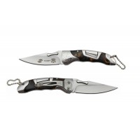 Нож складной Stinger,165 мм, рукоять: нержавеющая сталь/дерево, (коричневый) с клипом, коробка картн