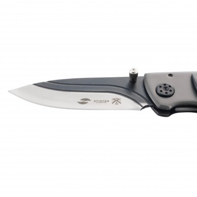 Нож складной Stinger, 80 мм (чёрно-серебристый), материал рукояти: алюминий (серо-чёрный)