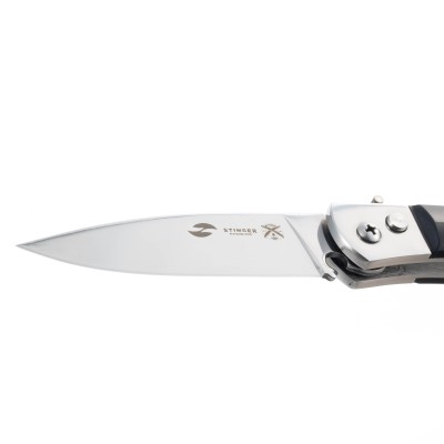 Нож складной Stinger, 90 мм (серебристый), материал рукояти: сталь, смола (чёрный)