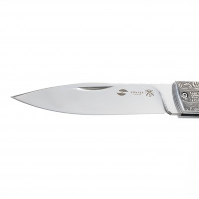 Нож складной Stinger, 100 мм (серебристый), материал рукояти: сталь, алюминий (чёрно-серебристый)