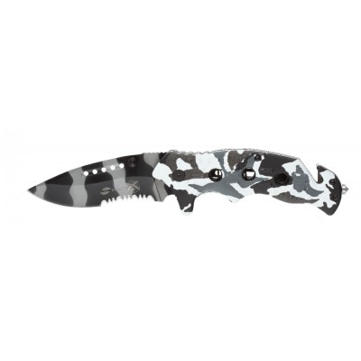 Нож складной Stinger, 84 мм (черно-серый), рукоять: алюминий (черно-белый камуфляж), картонная короб
