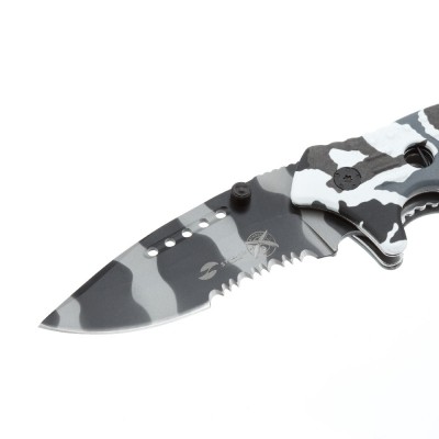 Нож складной Stinger, 84 мм (черно-серый), рукоять: алюминий (черно-белый камуфляж), картонная короб