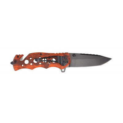 Нож складной Stinger, 86 мм (чёрный), рукоять: алюминий (оранж. камуфляж), картонная коробка
