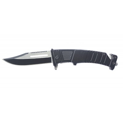 Нож складной Stinger, 95 мм (сереб.-черн.), рукоять: сталь/алюмин. (черн.), с клипом, коробка картон