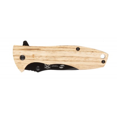 Нож складной Stinger, 80 мм (черный), рукоять: сталь/эбеновое дерево, картонная коробка