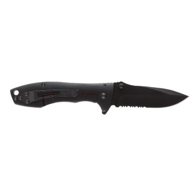 Нож складной Stinger, 80 мм (черный), рукоять: сталь/алюминий (черно-красный), картонная коробка