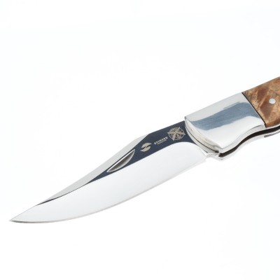 Нож складной Stinger, 92 мм (серебристый), рукоять: сталь/дерево, картонная коробка