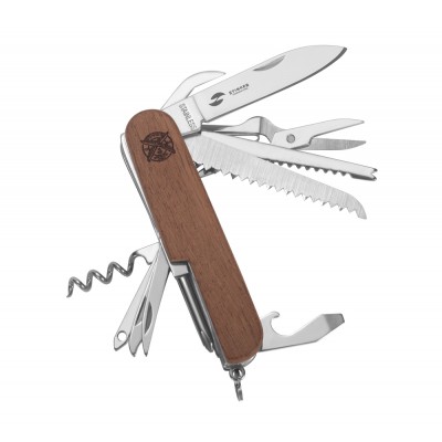 Нож перочинный Stinger, 89 мм, 15 функций, материал рукояти: древесина сапеле, в блистере