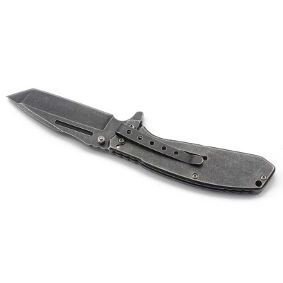 Нож складной Stinger, 114,3 мм, рукоять: нержавеющая сталь, (чёрный), с клипом, подарочная коробка