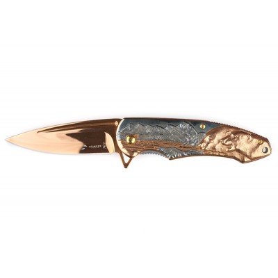 Нож складной Stinger, 84 мм (бронзовый), рукоять: сталь (серый и бронзовый), картонная коробка