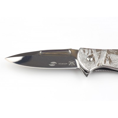 Нож складной Stinger, 82,5 мм (серебристый), рукоять: сталь (серебристый), картонная коробка