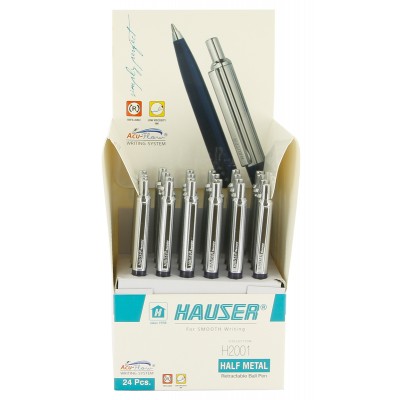 Шариковая ручка Hauser Half Metal, металл+пластик, в дисплее