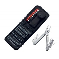 Мультитул Stinger, сталь (серебр.), 9 инструментов, нейлоновый чехол, набор насадок, коробка картон