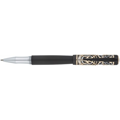 Ручка -роллер Pierre Cardin L'ESPRIT. Цвет - матовый черный/золотистый. Упаковка L