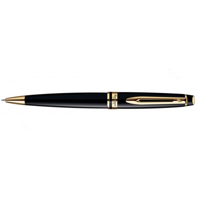Шариковая ручка Waterman Expert Black GT. Корпус - лак,  детали дизайна: позолота