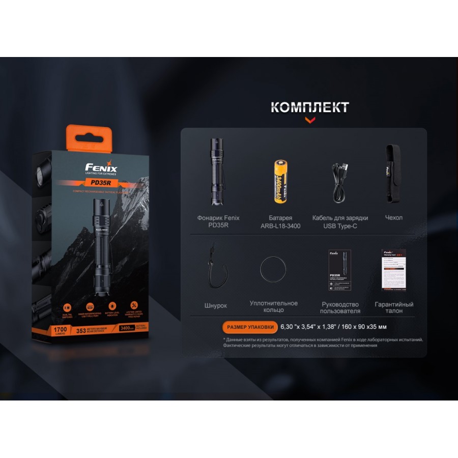 Фонарь  Fenix PD35R EDC/Tactical, 1700 Lumen
