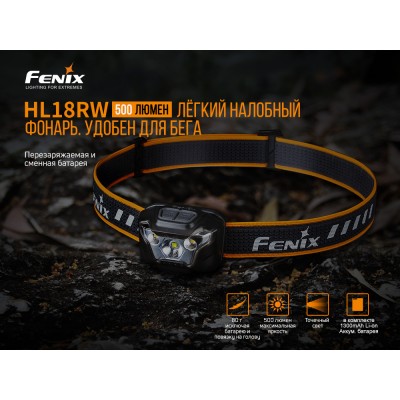 Налобный фонарь Fenix HL18RW черный, HL18RWBlack