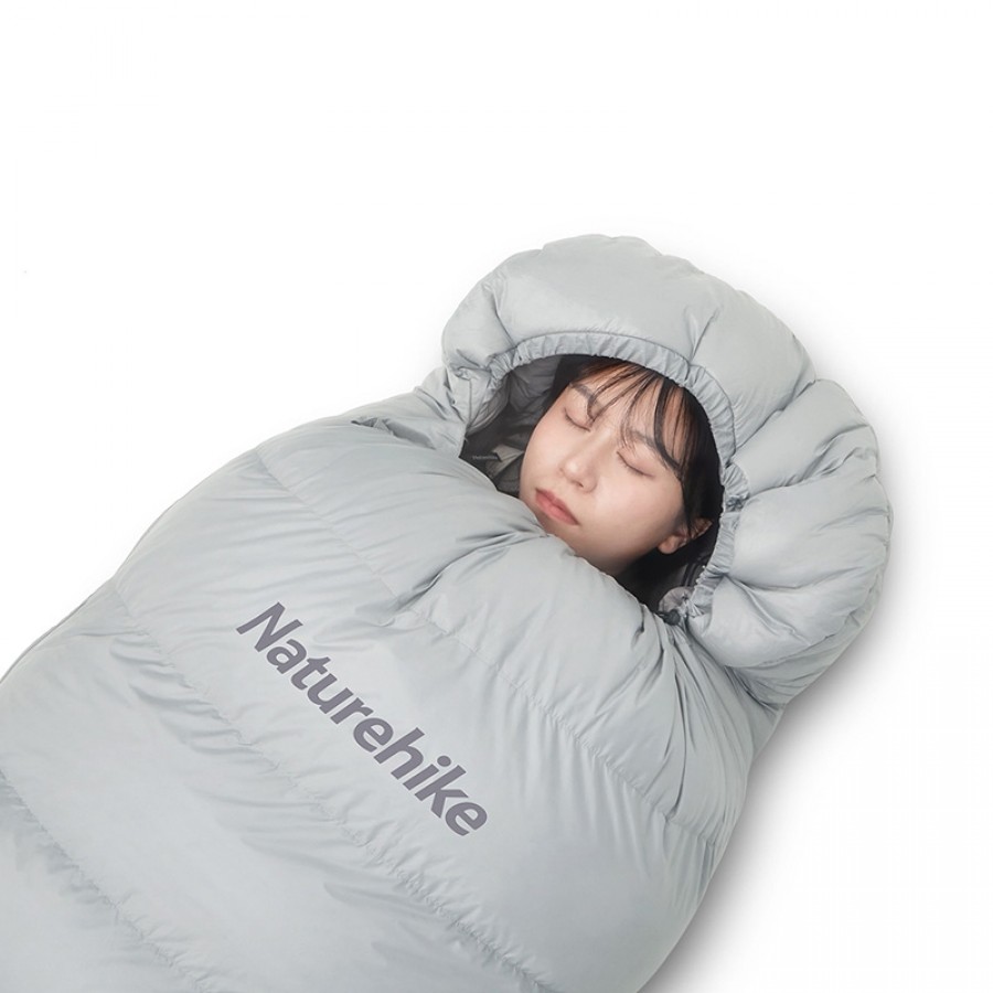 Ультралёгкий спальный мешок Naturehike RM80 Series Утиный пух Grey Size M, молния слева, 6927595707197L