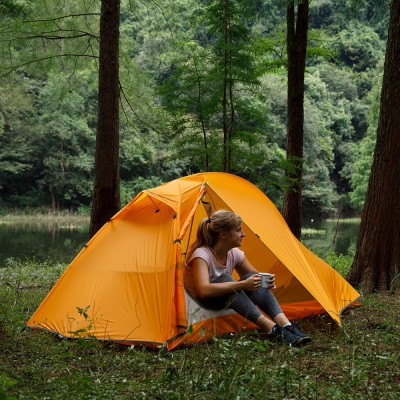 Палатка 1-местная Naturehike сверхлегкая + коврик NH18A095-D, 20D, оранжевый, 6975641886495