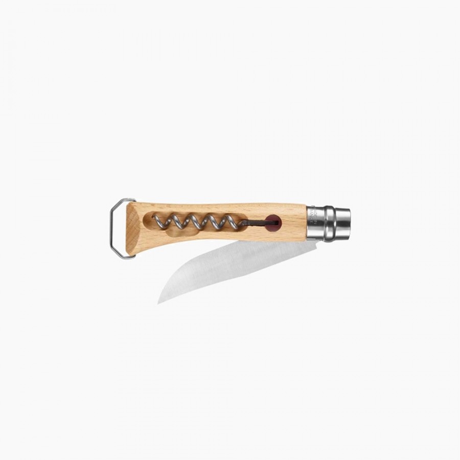 Нож Opinel №10, нержавеющая сталь, рукоять из бука, со штопором