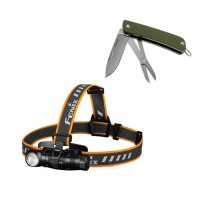 Налобный фонарь Fenix HM61R + складной нож Ruike S22, зелёный, HM61RS22G