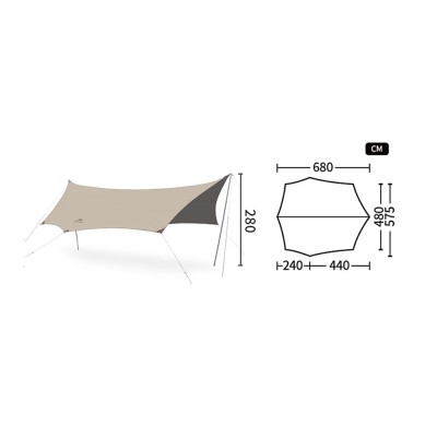 Тент Naturehike Cloud Skies Tarp C2350WS010 150D 500*380 см песочный, 6927595796498