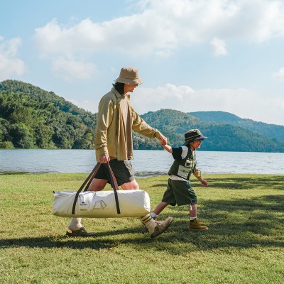 Палатка Naturehike Ango Automatic CNK2550WS010 трёхместная, малая, c навесом, бежевая с коричневым